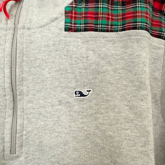 Women Vineyard Vines 1/4 Zip Pullover Sweatshirt Plaid Light Gray Size Large - Picture 3 of 9
